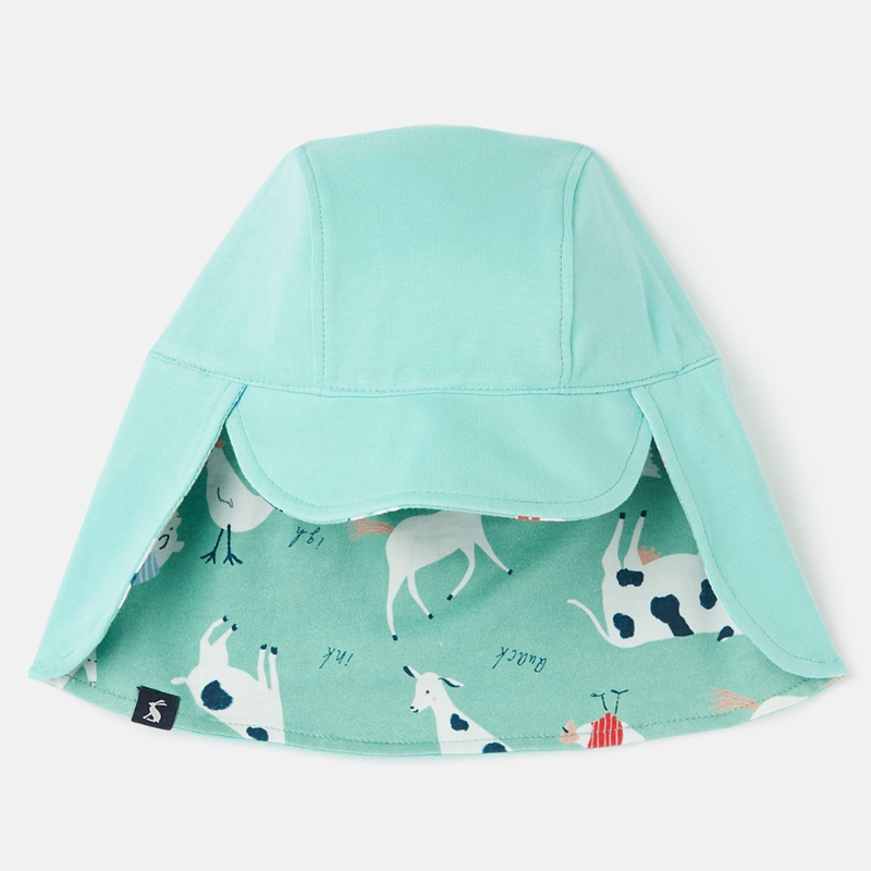 Joules Sonny Legionaire Style Jersey Hat - Farmyard Fun Blue -2